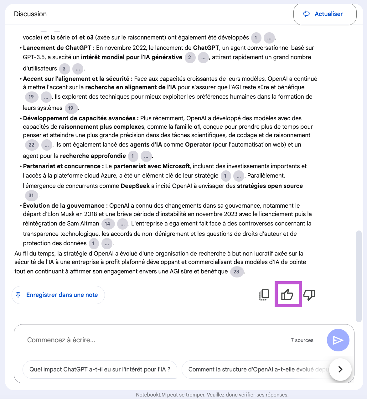 Pouce vers le haut Google NotebookLm