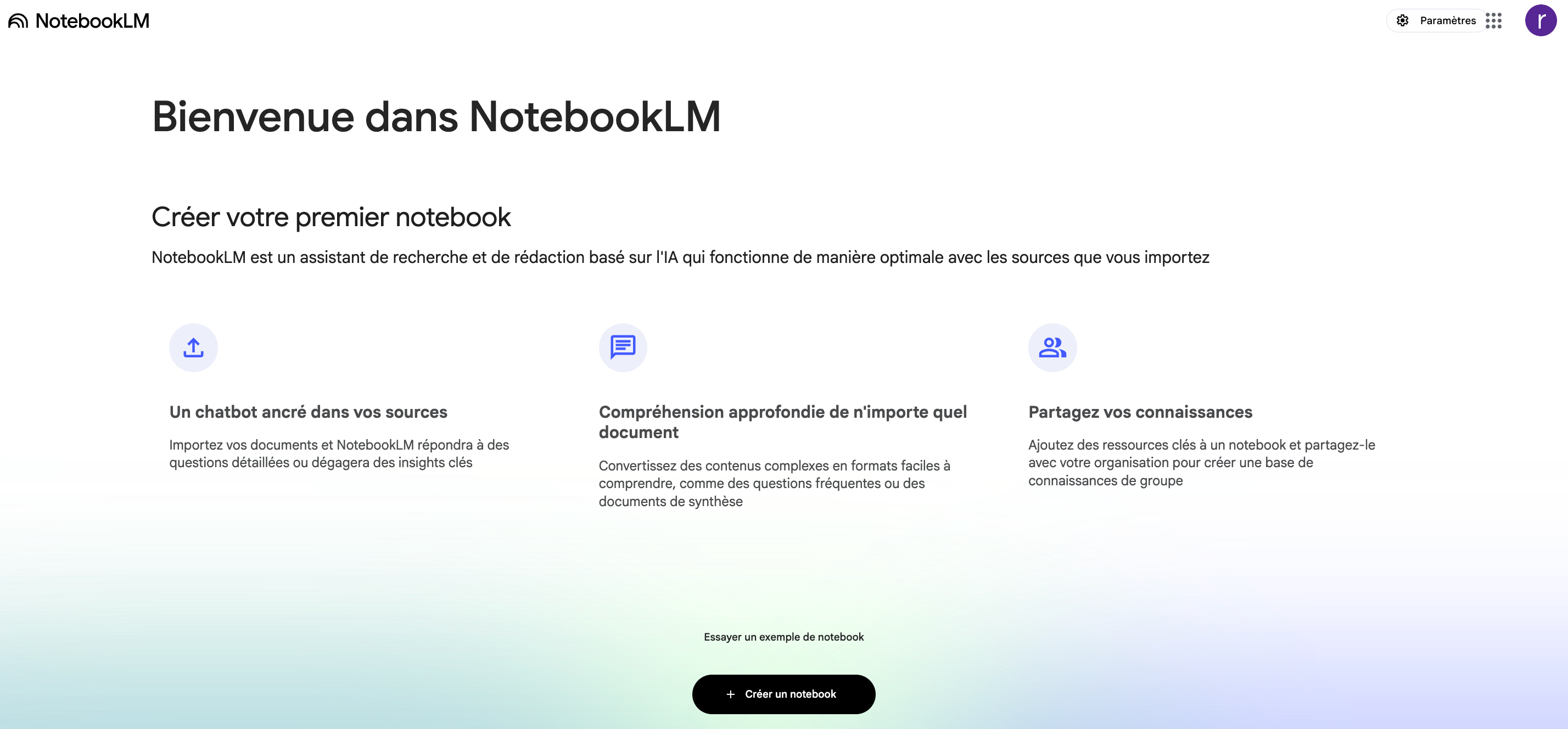 Connexion Google NotebookLm desktop