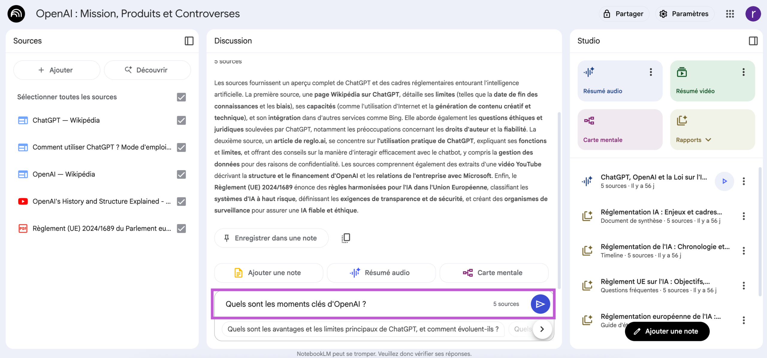 Poser question sur Google NotebookLm
