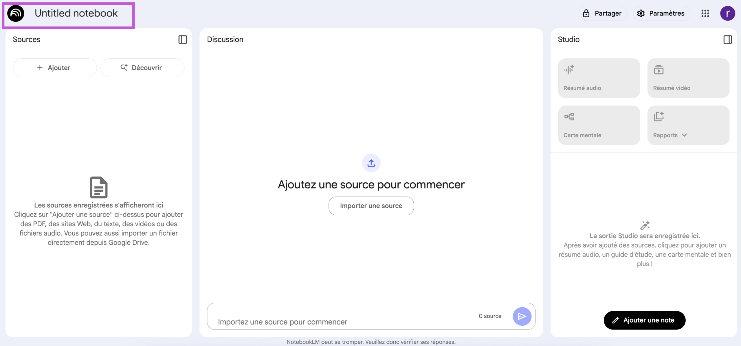 Changer titre pour utiliser Google NotebookLM